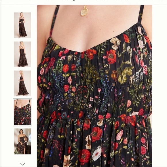 New Anthropologie Massima pleated maxi dress XS S L - Picture 5 of 9